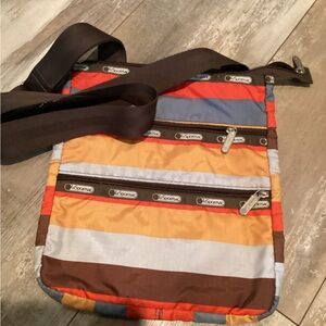 LeSportsac Red and Orange Messenger Bag Durable Canvas